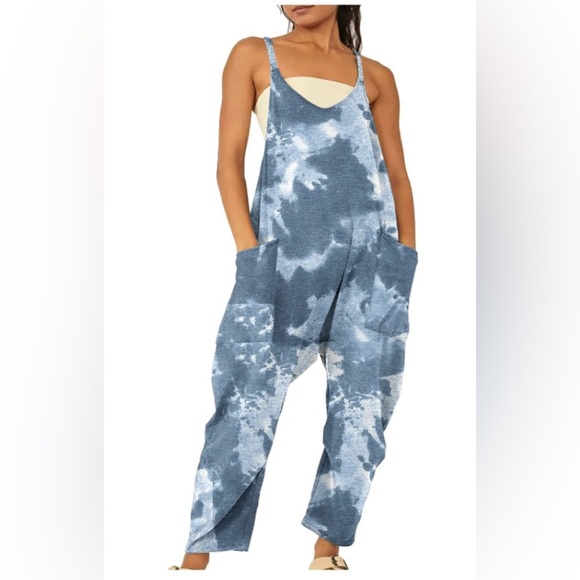 Blush Casual Loose Sleeveless Jumpsuits Adjustable Spaghetti Straps | NWT - Picture 1 of 6